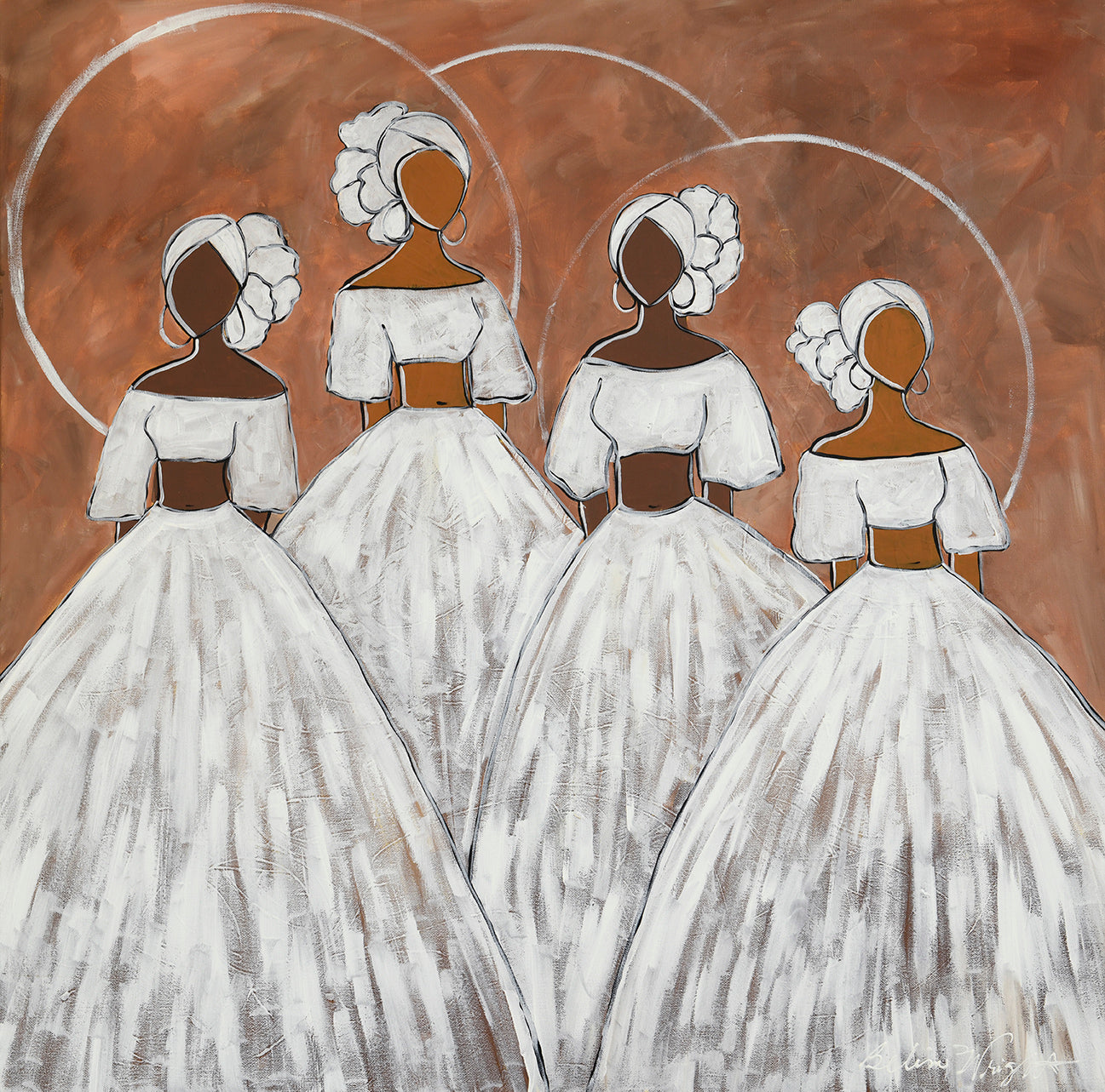 2- 4 Women in White Turbans